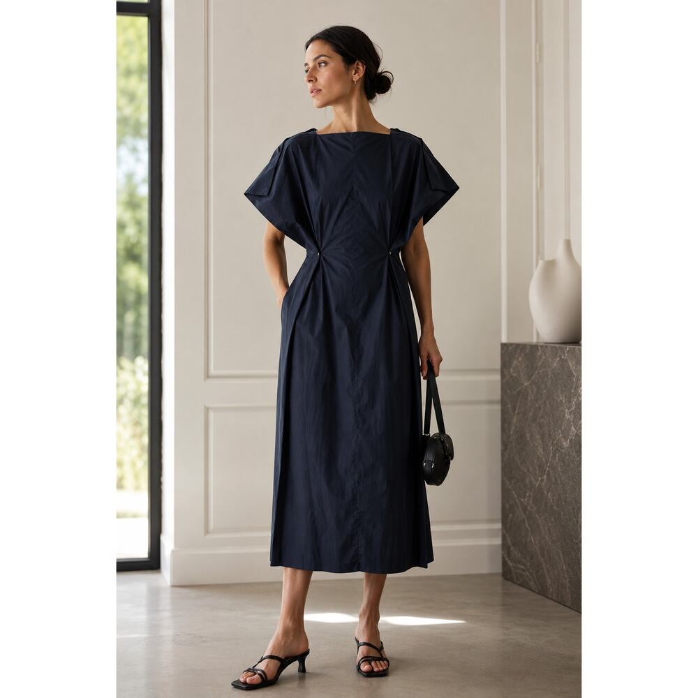 Plan C Italy Navy Button Back Midi Dress EU 36 US 2